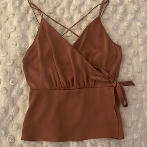 Express Rose Faux Wrap Top